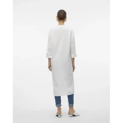 Chemise poignets boutonnés col chemise manches avec revers manches longues blanc en lin Dee