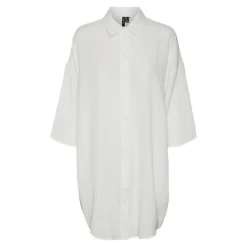 Chemise Regular Fit Col chemise Manches 2/4 Extra long blanc en coton