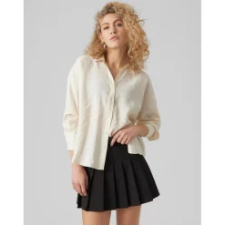 Chemise Regular Fit Col chemise Manches longues Oversize blanc en coton modal