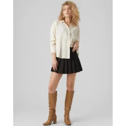Chemise Regular Fit Col chemise Manches longues Oversize blanc en coton modal