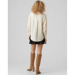 Chemise Regular Fit Col chemise Manches longues Oversize blanc en coton modal