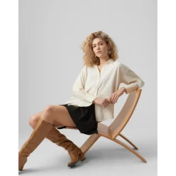 Chemise Regular Fit Col chemise Manches longues Oversize blanc en coton modal