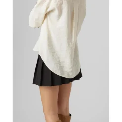 Chemise Regular Fit Col chemise Manches longues Oversize blanc en coton modal