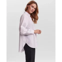 Chemise Regular Fit Col chemise Manches longues Oversize blanc