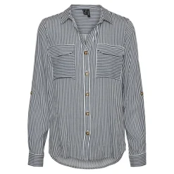 Chemise Regular Fit Rayures Col chemise Manches longues blanc en viscose Ivy