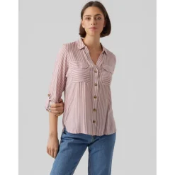 Chemise Regular Fit Rayures Col chemise Manches longues Longueur regular blanc en viscose Ora