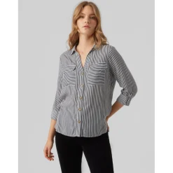 Chemises à rayures blanc en viscose Clara
