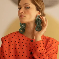 Chemisier à pois Luna orange en viscose