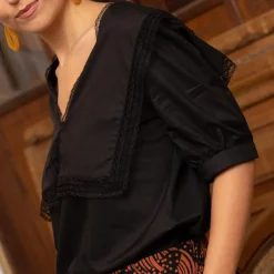 Chemisier col marin maxi réédition Bérénice noir