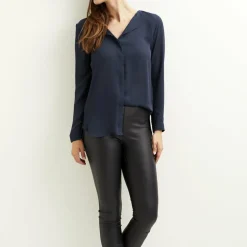 Chemisier manches longues femme Vila - Bleu Marine