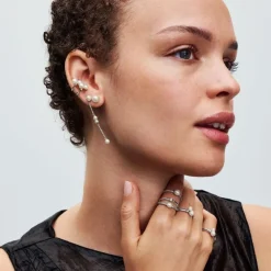 Clous d'oreilles femme en argent sterling avec perle Pandora Timeless 293169C01