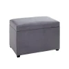 Coffre de rangement en velours gris assise rembourrée et pliable