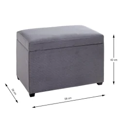 Coffre de rangement en velours gris assise rembourrée et pliable