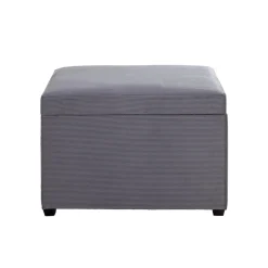 Coffre de rangement en velours gris assise rembourrée et pliable