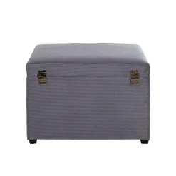 Coffre de rangement en velours gris assise rembourrée et pliable