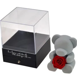 Coffret à bijoux ourson et rose éternelle rouge - So charm