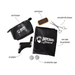 Coffret Barbier - Trousse + brosse + plastron + peigne+ ciseaux