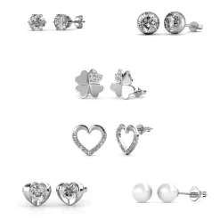 Coffret Cadeaux Cœur 14 Bijoux Finition Argentée