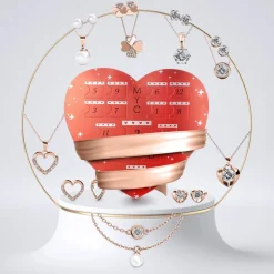 Coffret Cadeaux Cœur 14 Bijoux Finition Or Rosée