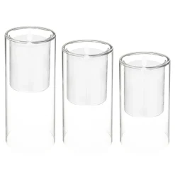 Coffret de 3 bougies LED double en verre