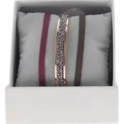Coffret Les Interchangeables A49379 - Jonc Ruban 4 mm Fabric Ornements Or Rose / Cristal Les Interchangeables