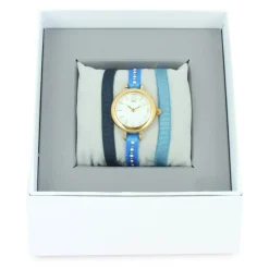 Coffret Les Interchangeables A57144 - Montre Ruban Boîtier Doré Jaune Femme