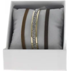 Coffret Les Interchangeables A49402 - Jonc Ruban 4 mm Fabric Ornements Or Jaune / Cristal Les Interchangeables