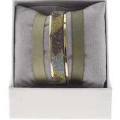 Coffret Les Interchangeables A48616 - Jonc Ruban 9 mm Geometrique Ornements Or Jaune / Marron Les Interchangeables