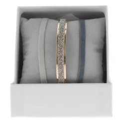 Coffret Les Interchangeables A49407 - Jonc Ruban 4 mm Fabric Ornements Or Rose / Cristal Les Interchangeables