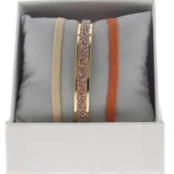 Coffret Les Interchangeables A49386 - Jonc Ruban 4 mm Fabric Ornements Or Jaune / Cristal Les Interchangeables