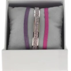 Coffret Les Interchangeables A49396 - Jonc Ruban 4 mm Fabric Ornements Palladium / Cristal Les Interchangeables