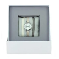 Coffret Les InterchangeablesA56937 - Montre Ruban Bracelet Crème Boîtier Argenté Palladium Les Interchangeables