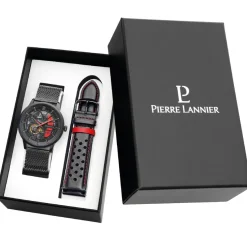 Coffret Montre Homme Pierre Lannier Paddock - 385C439 Bracelet Cuir et acierNoir