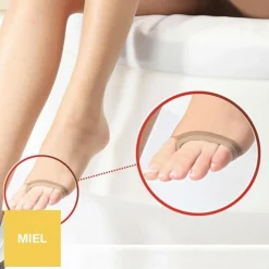 Collant orteils découverts 8 deniers Toeless miel POMM'POIRE - Beige en coton