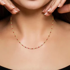 Collier femme B2394-ROUGE - Angèle M