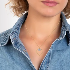 Collier Femme So Charm - B3408-DORE-BLANC - Collier Coeur Doré