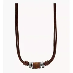 Collier Fossil JF00899797 - Collier Cuir Marron Mode Homme