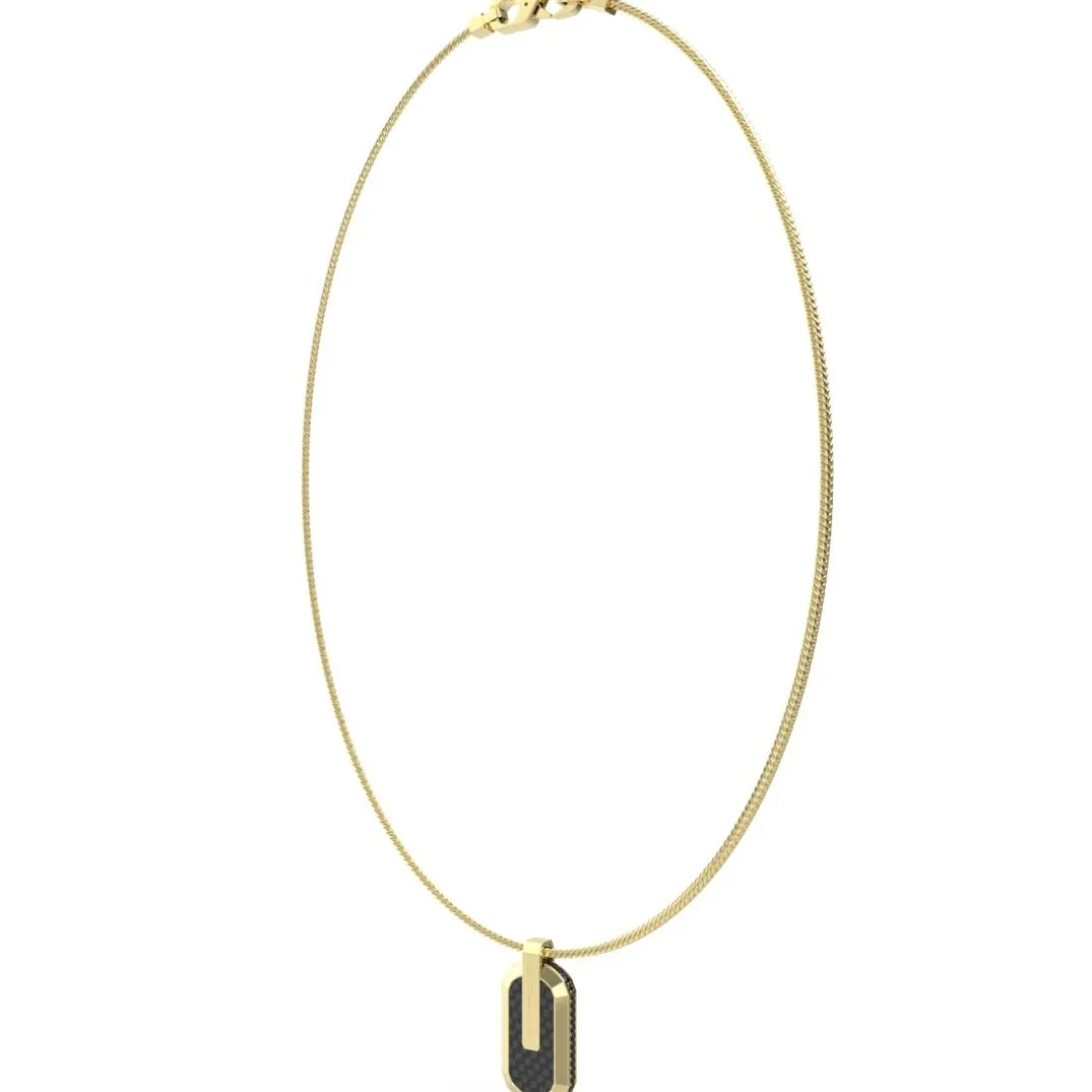 Collier Racer Tag Acier Doré Et Fibre De Carbone
