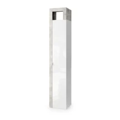 Colonne de rangement salle de bain 1 Porte 5 étagères effet béton façade blanc L35xH188 cm