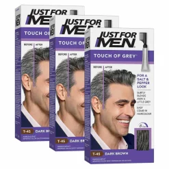 COLORATIONS CHEVEUX Gris Châtain Foncé - PACK 3-Just For Men
