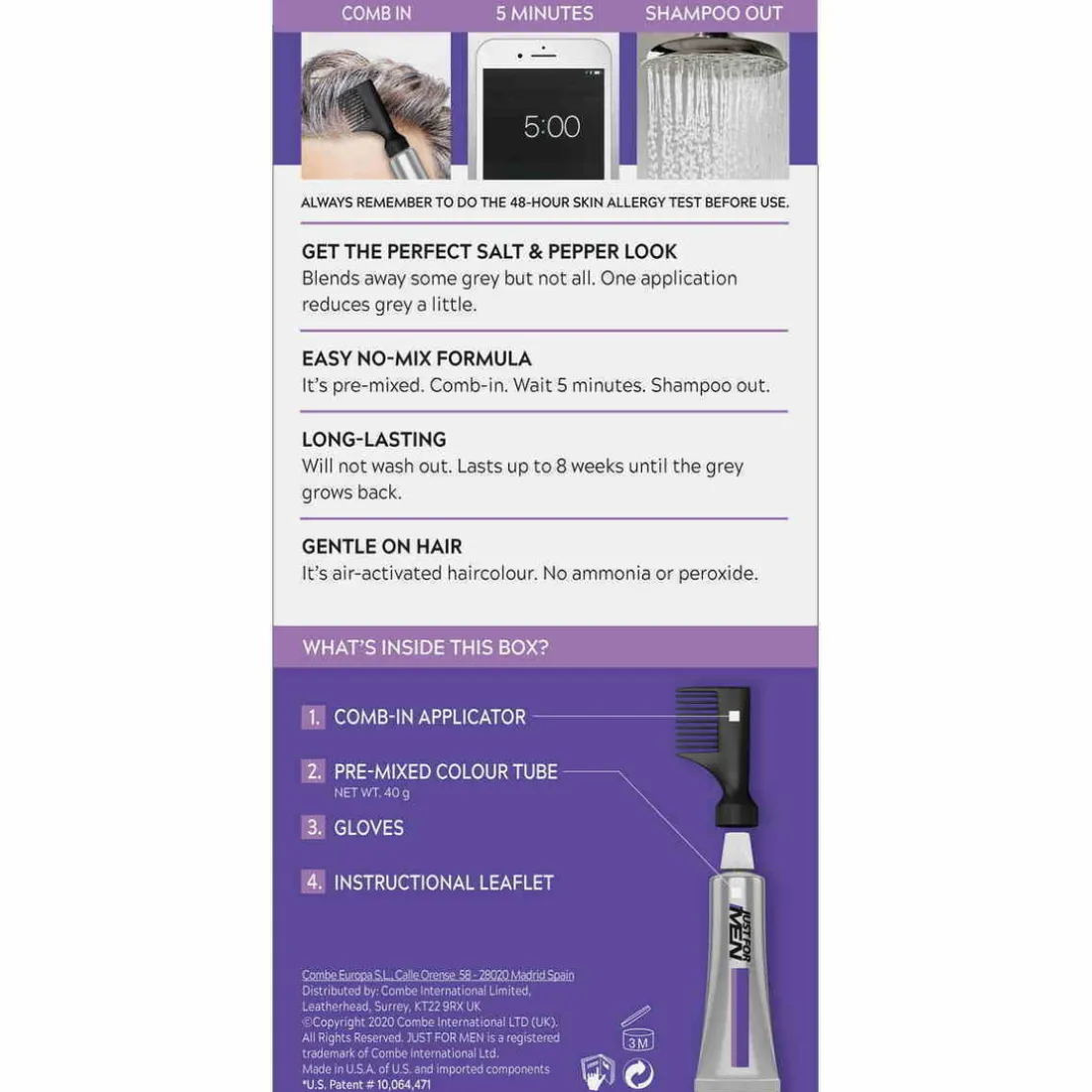 COLORATIONS CHEVEUX Gris Châtain Foncé - PACK 3-Just For Men