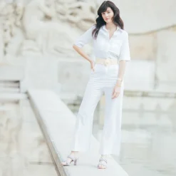 Combinaison pantalon en Lin Alicia Réédition blanc