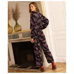 Combinaison pantalon Leticia noir en viscose