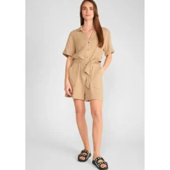 Combinaison short AYOTE beige Molly marron en coton