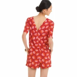 Combishort manches courtes imprimé à fleurs femme See U Soon - Multicolore en viscose