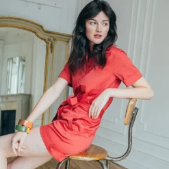 Combishort saharienne Camelia Réédition terracotta en coton