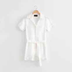 Combishort saharienne en Lin Camelia Réédition blanc