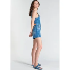 Combishort salopette en jeans SOFIA bleu Fleur