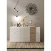 Commode 2 portes 3 tiroirs blanc lacqué