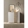 Commode 2 portes Blanc lacqué brillant chene